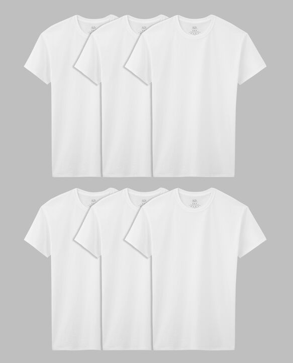 Boys' White Crew T Shirts, 5+1 Bonus Pack 