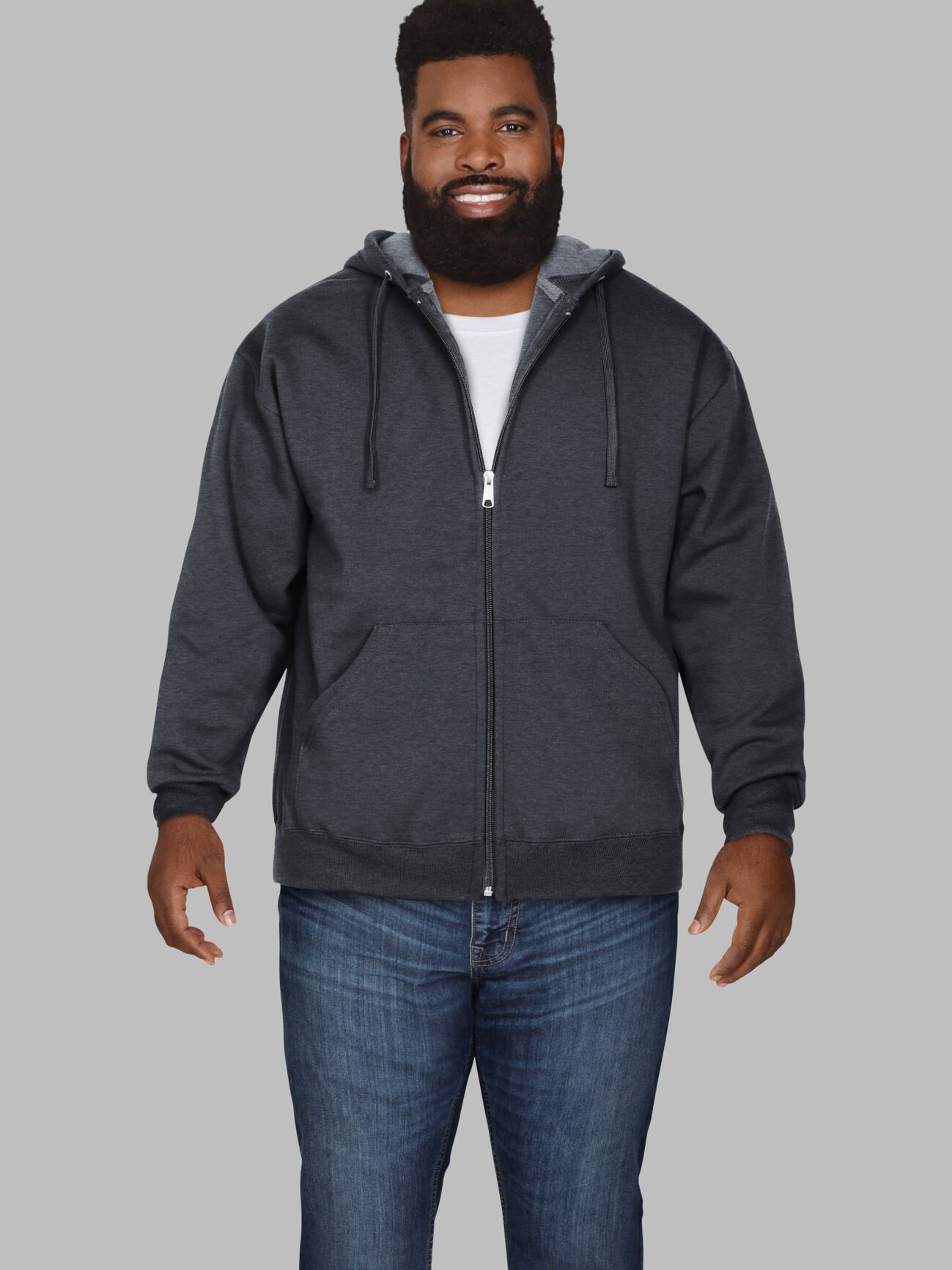 Big Men's Eversoft®  Fleece Full Zip Hoodie Sweatshirt Black Heather