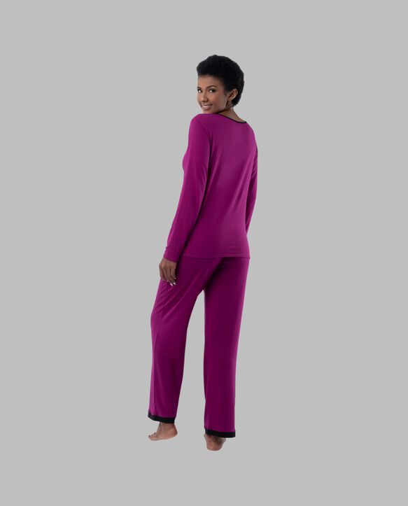 Women's Soft & Breathable Crew Neck Long Sleeve Shirt and Pants, 2-Piece Pajama Set BOYSENBERRY