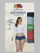 Women's Fruit of the Loom Getaway Collection™, Cooling Mesh Boyshort Underwear, Assorted 4 Pack Assorted