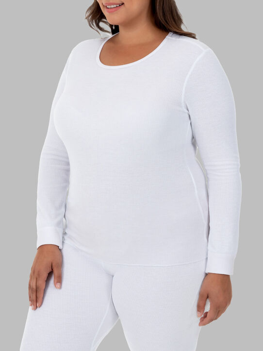 Women's Plus Size Thermal Crew Top, 2 Pack WHITE/WHITE