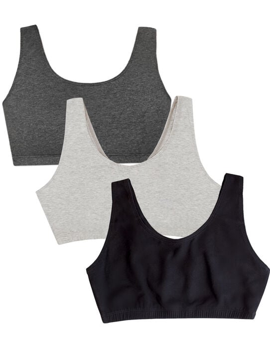 Women's Tank Style Sports Bra, 3 Pack BLACK/HEATHER GREY/CHARCOAL