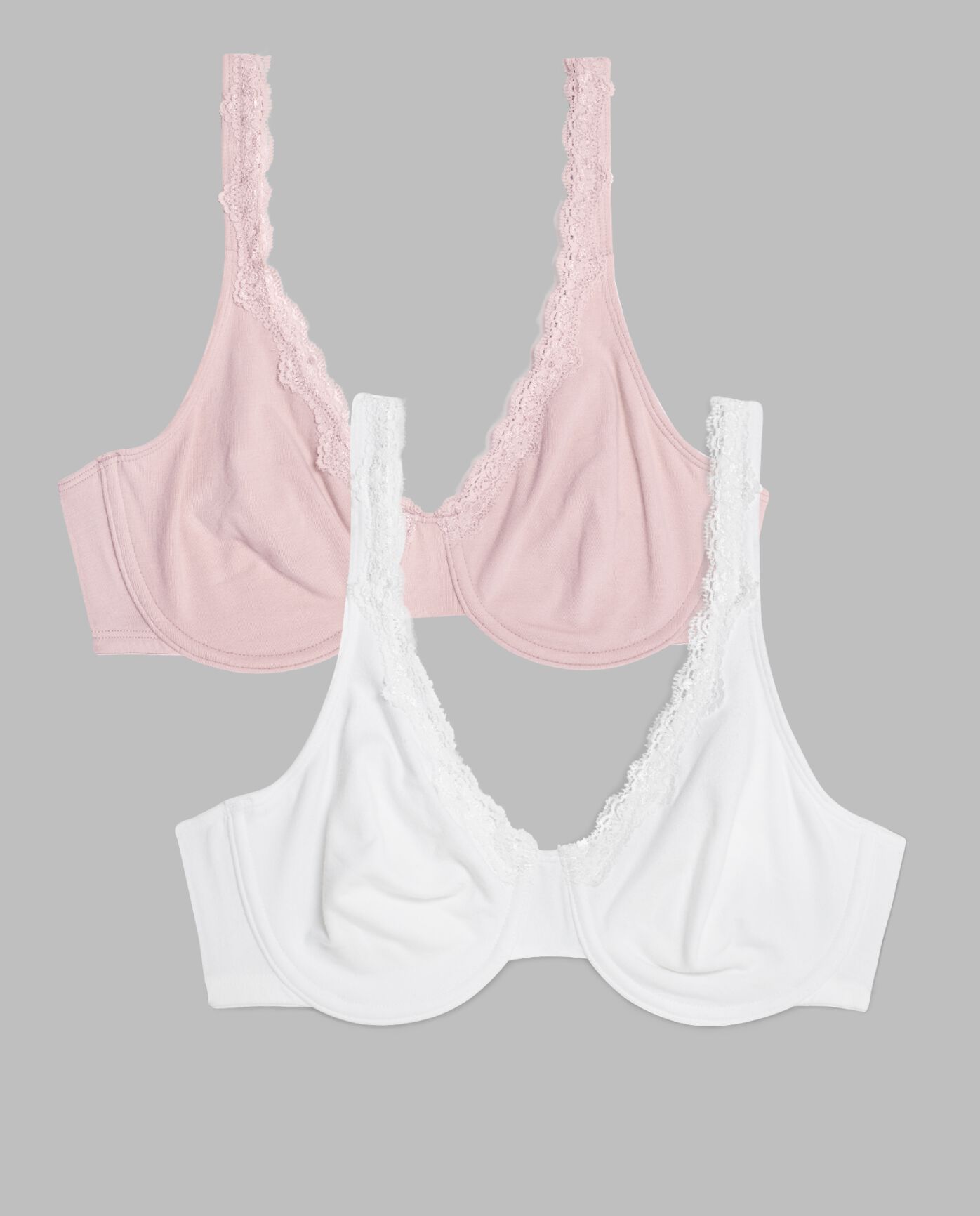 Women's Cotton Stretch Extreme Comfort Bra, 2-Pack BITTERSWEET PINK/ WHITE