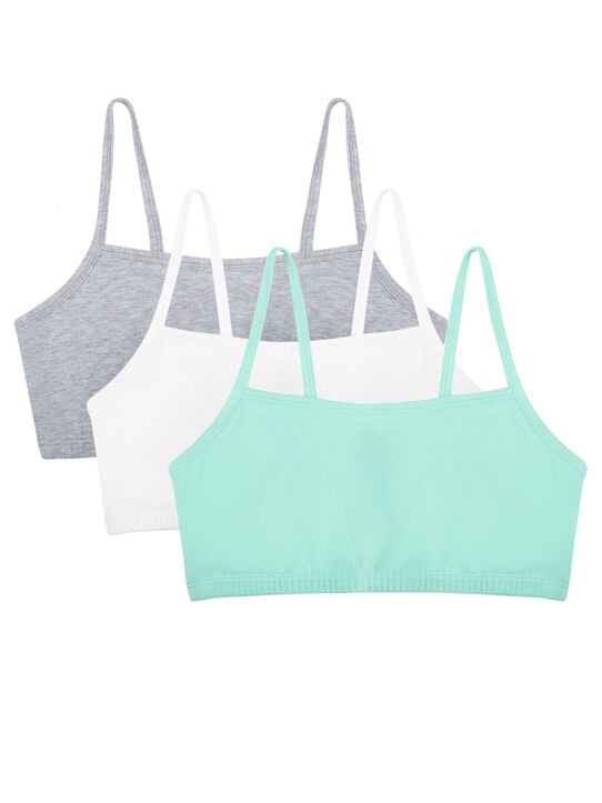 Women's Strappy Sports Bra, 3 Pack MINT CHIP/ WHITE/GREY HEATHER
