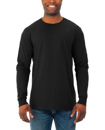 Soft Long Sleeve Crew T-Shirt, 2 Pack Black