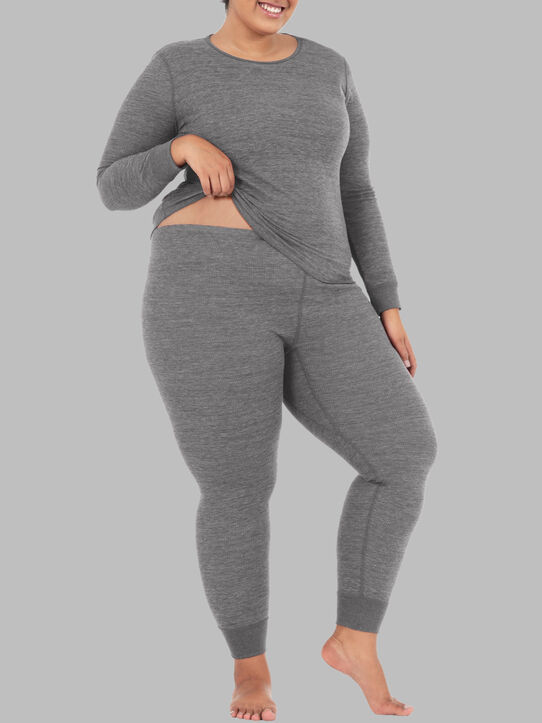 Women's Plus Size Waffle Thermal Bottom, 2 Pack SMOKE INJECTION HEATHER/SMOKE INJECTION HEATHER