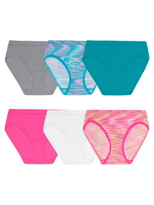 Girls' Seamless Hipsters, Assorted 6 Pack 