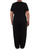 Women's Plus Soft & Breathable Plus Size V-Neck Pajama Set BLACK SOOT