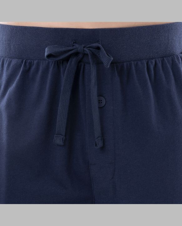 Fruit of the Loom Men's Jersey Short Sleeve Henley Top and Jogger Pant, 2 Piece Set INDIGO HEATHER/NAVY
