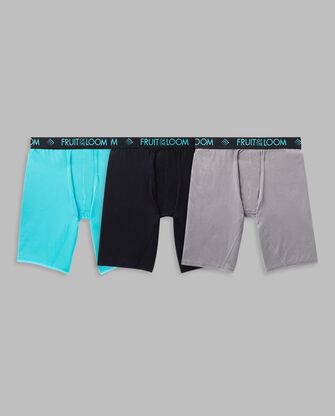 Men's Breathable  Micro-Mesh Long Leg Boxer Briefs, Assorted 3 Pack 