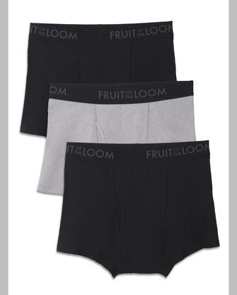 Men's Breathable Short Leg Boxer Briefs, Black and Grey 3 Pack Assorted