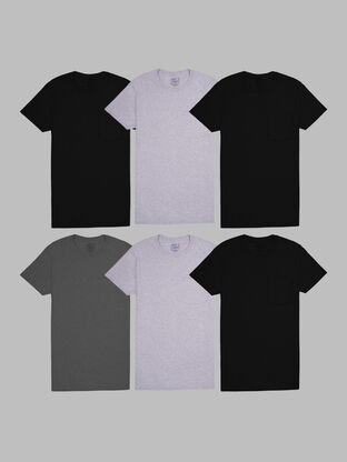 Men's Short Sleeve Fashion Pocket T-Shirt, Extended Sizes Assorted Neutrals 6 Pack 