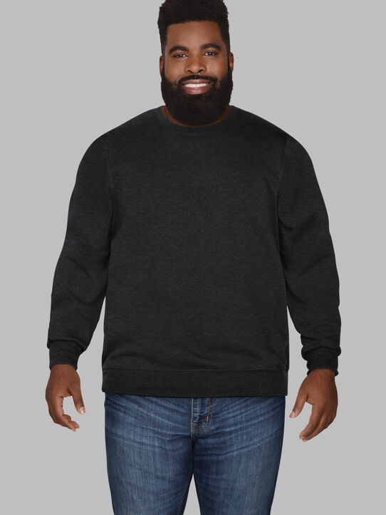 Big Men's Eversoft®  Fleece Crew Sweatshirt Black Heather