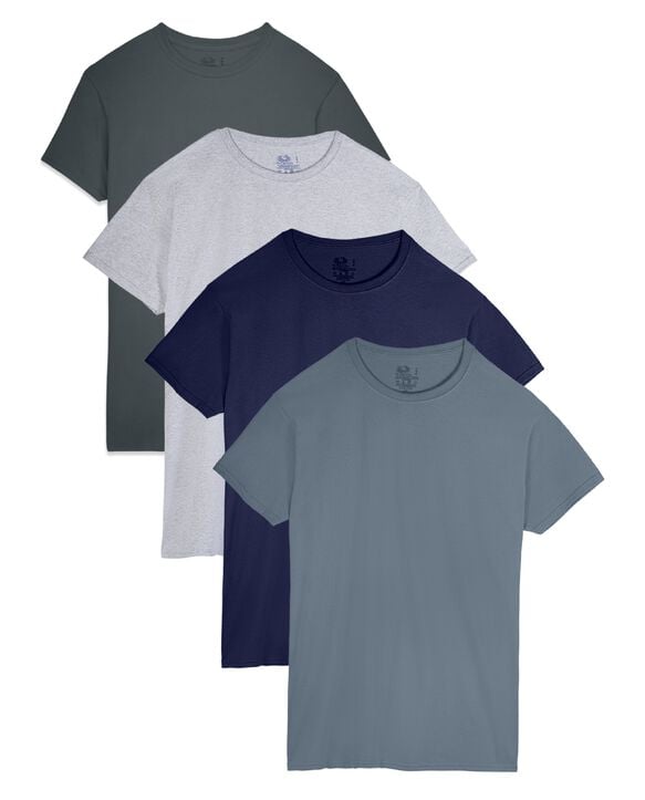 Men's Short Sleeve Assorted Crew T-Shirts, Extended Sizes, 4 Pack 