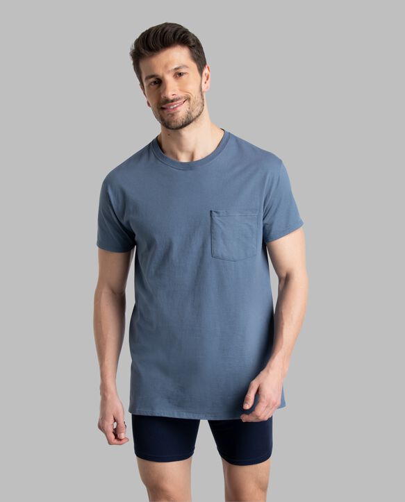 Men’s Short Sleeve Pocket T-Shirt, Extended Sizes Assorted 6 Pack ASSORTED