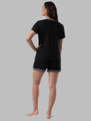Women's Soft & Breathable V-Neck T-shirt and Shorts, 2-Piece Pajama Set BLACK SOOT