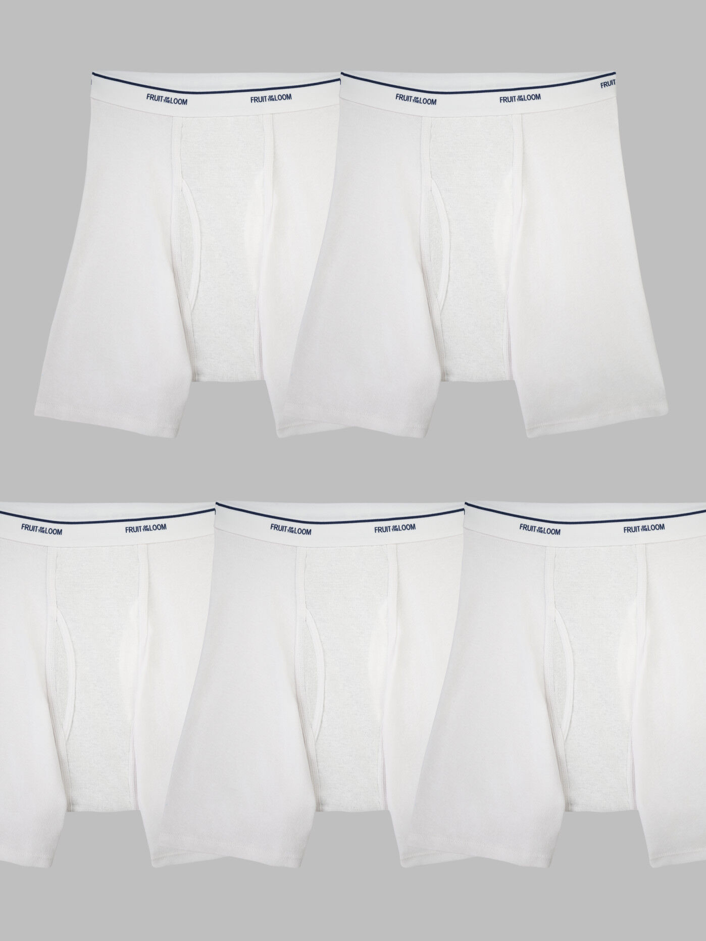 Men s CoolZone Fly White Boxer Briefs 5 Pack