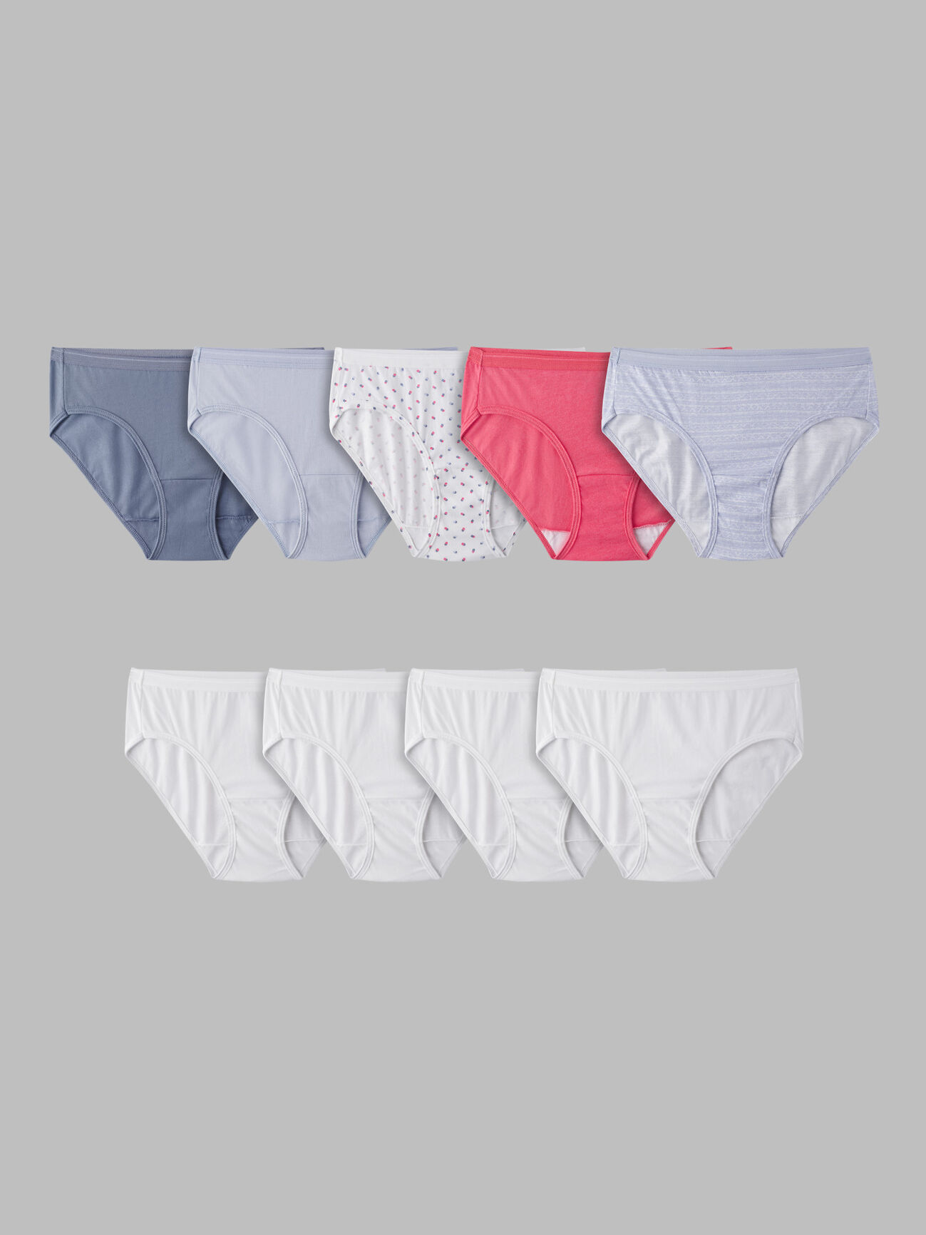 Women's 100% Cotton Hipster Panty, Assorted 6+3 Bonus Pack