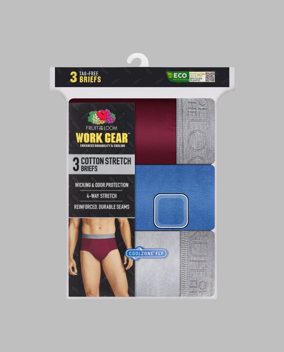 Men's Workgear™ Cotton Stretch Briefs, Assorted 3 Pack Assorted