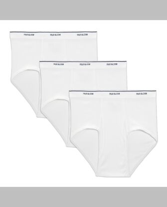 Men's Classic White Briefs, 3 Pack, Extended Sizes 