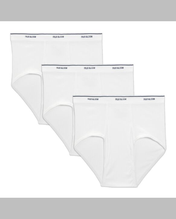 Men's Classic White Briefs, 3 Pack, Extended Sizes White