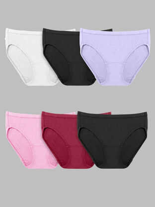 Women's Breathable Cotton Mesh Bikini Panty; Assorted 6 Pack 