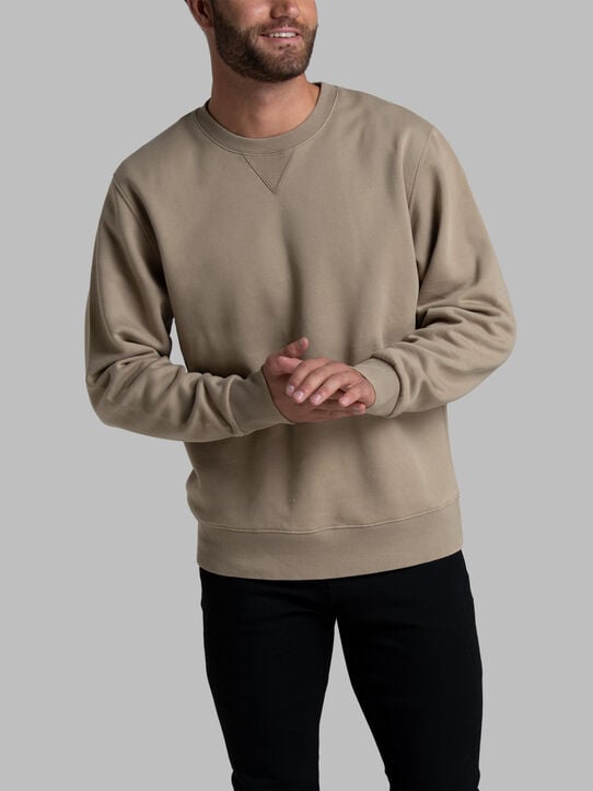 Fruit of the Loom Garment Dyed Crew Sweatshirt Khaki