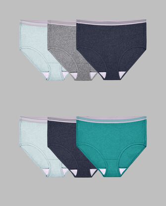 Women's Heather Brief Panty, Assorted 6 Pack 