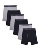 Men's CoolZone Fly Black and Gray Boxer Briefs Extended Sizes, 6 Pack ASSORTED