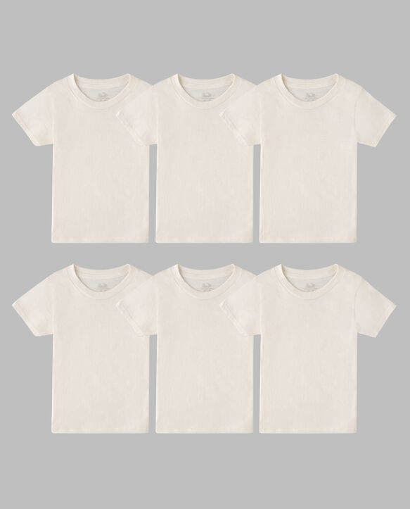 Toddler Boys' Natural Cotton Crew T-Shirt, 6 Pack White
