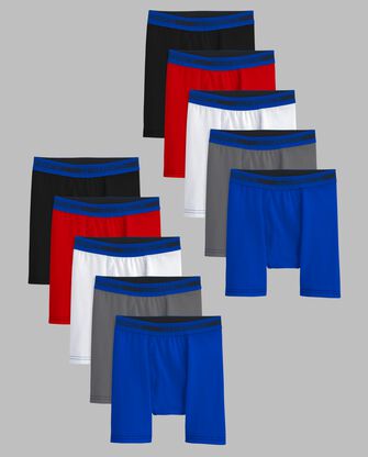 Boys' Cotton Stretch Boxer Briefs, Assorted 10 Pack 