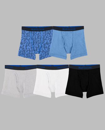 Boys' Breathable Cooling Cotton Mesh Boxer Briefs, Assorted 5 Pack 