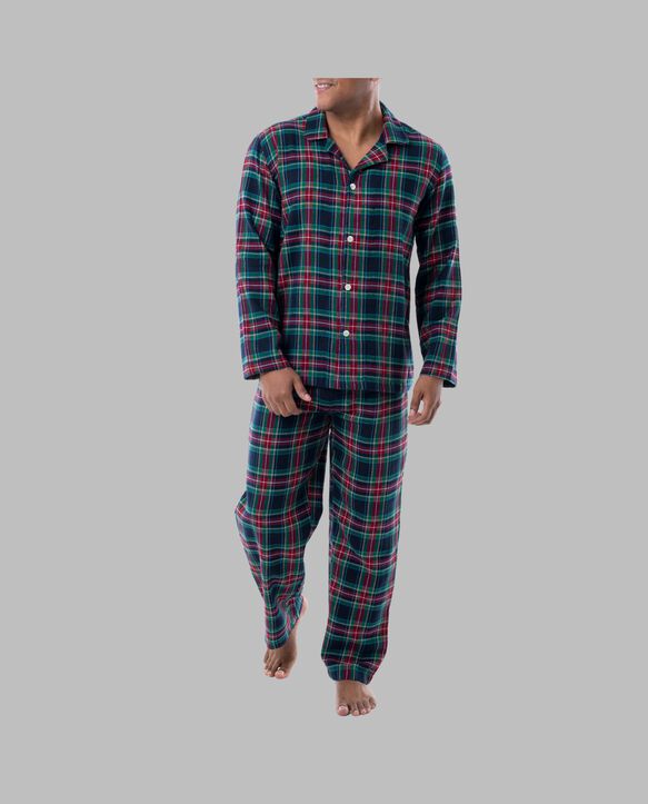 Fruit of the Loom Men's Flannel Pajama, 2 Piece Set NAVY PLAID