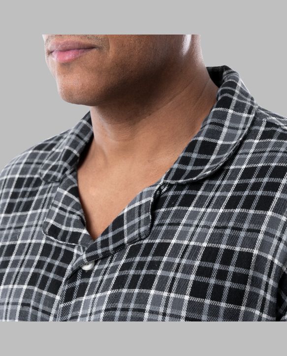 Fruit of the Loom Men's Flannel Pajama, 2 Piece Set GREY PLAID