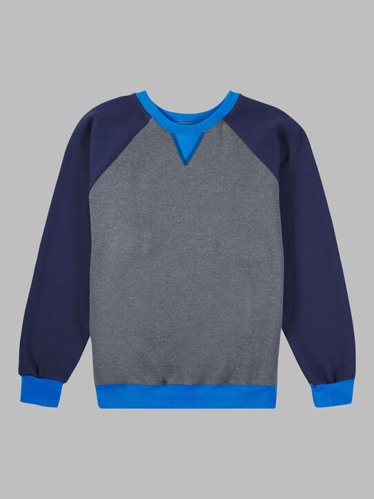 Boys' Fleece Raglan Crew Sweatshirt Navy/Charcoal