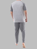 Fruit of the Loom Men's Jersey Short Sleeve Henley Top and Jogger Pant, 2 Piece Set GREY HEATHER