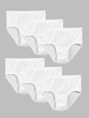 Girls' Eversoft® Brief Underwear, White 6 Pack 