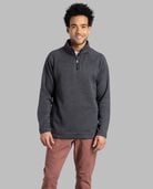 Men's Sweater Fleece Quarter Zip Pullover, Extended Sizes Charcoal Heather