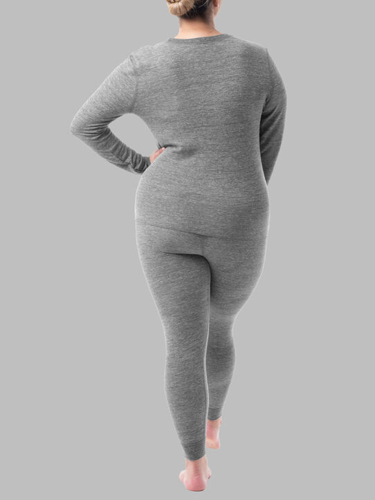 Women's Plus Size Thermal Crew Top & Bottom Set SMOKE INJECTION HEATHER/ SMOKE INJECTION HEATHER