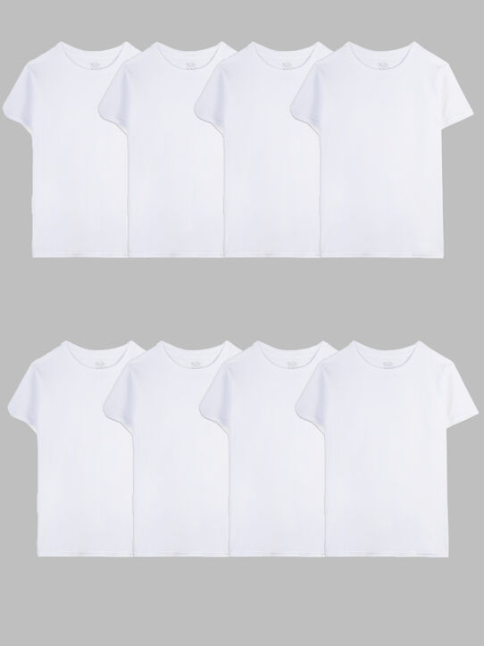 Boys' Cotton Crew Undershirt, White 5+3 Bonus Pack White