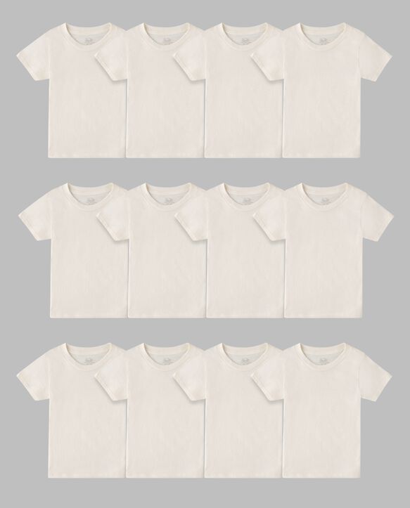 Toddler Boys' Natural Cotton Crew T-Shirt, 12 Pack WHITE