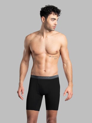 Men's Micro-Stretch Long Leg Boxer Briefs, Black 5 Pack 