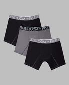 Men's Breathable Performance Cool Cotton Boxer Briefs, Extended Sizes Black and Grey 3 Pack ASSORTED