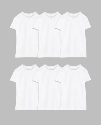Big Men's Short Sleeve Crew T-Shirt, White 6 Pack 