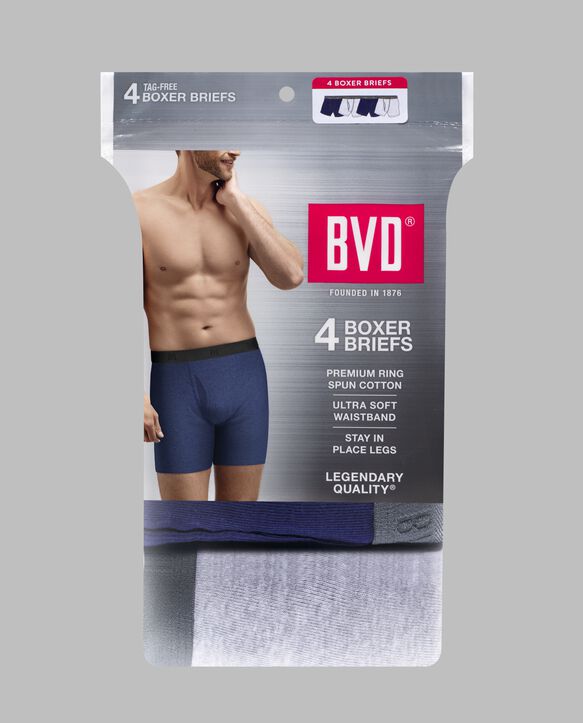 BVD® Men's Boxer Briefs, Assorted 4 Pack Assorted