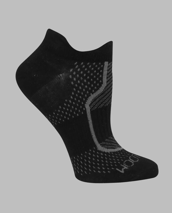 Women's Coolzone® Cotton Lightweight No Show Tab Socks, 6 Pack BLACK, WHITE, GREY