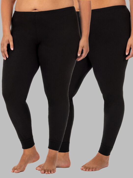 Women's Plus Size Thermal Bottom, 2 Pack BLACK/BLACK