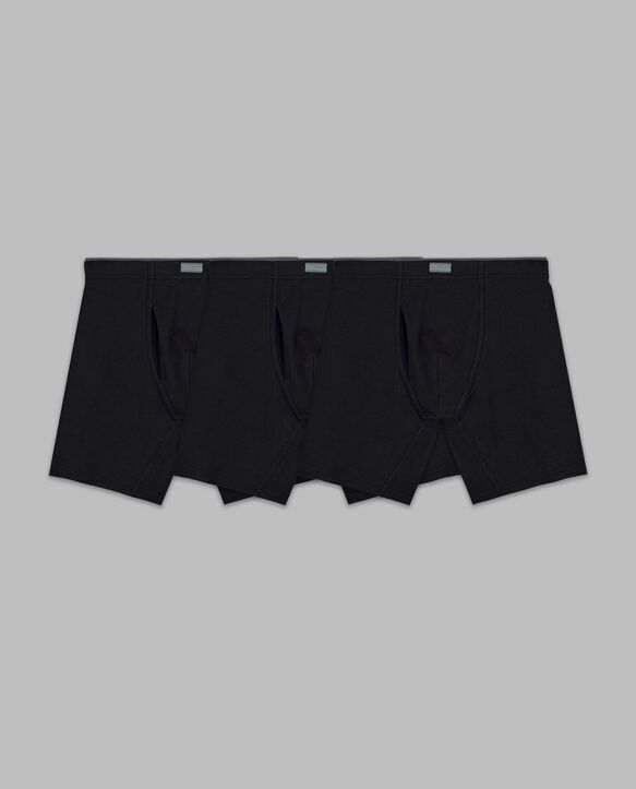 Men's Crafted Comfort™ Fabric Covered Waistband Boxer Briefs, Extended Sizes Black 3 Pack Black