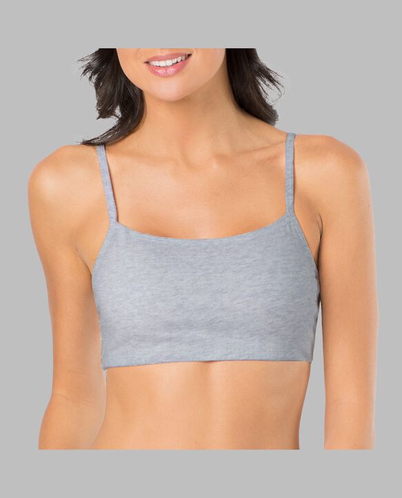 Women's Strappy Sports Bra, 3 Pack BLACK/WHITE/HEATHER GREY