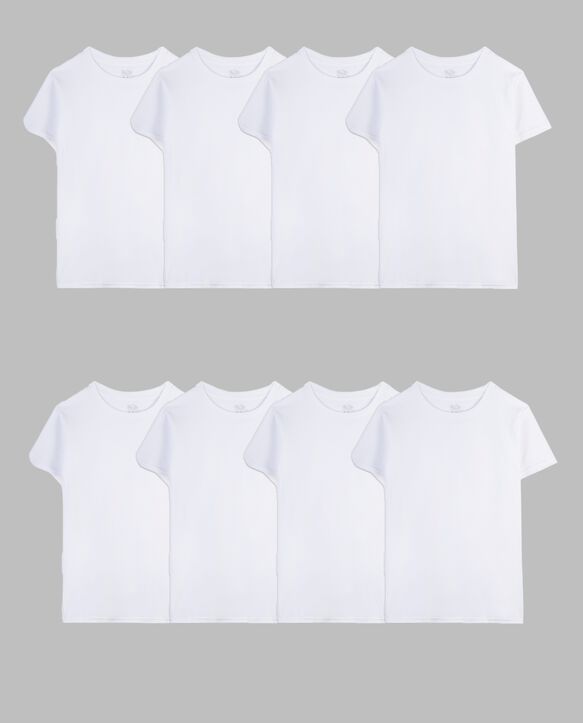 Boys' Short Sleeve Crew T-Shirt, White 5+3 Bonus Pack